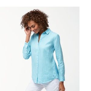Tommy Bahama Sea Glass Breezer Linen Boyfriend shirt